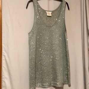 Matty M Sage colored Sleeveless Knit top with Sequins Size XL